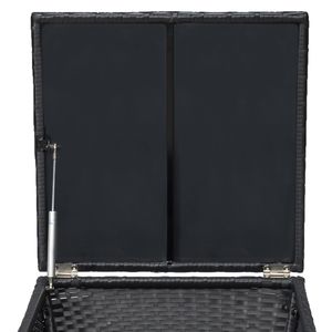 Tavolino Laterale da Esterno Nero in PE Intrecciato con Contenitore Portaoggetti Piccolo per Patio, per Tubo, Cuscini, Asciugamani e Altri Oggetti - Product Image 4