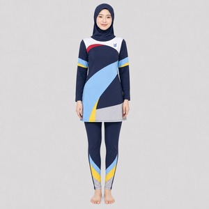 Ensemble burkini modeste pour femme, couvrant entièrement le corps, protection UV, manches longues, maillot de bain décontracté, taille OEM, polyester/nylon - Product Image 1