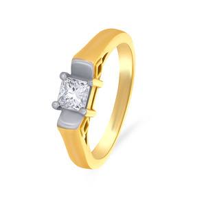 Anillo de compromiso clásico de plata de ley 925 con diamante solitario de laboratorio de corte princesa chapado en oro de dos tonos de lujo para hombre - Product Image 1