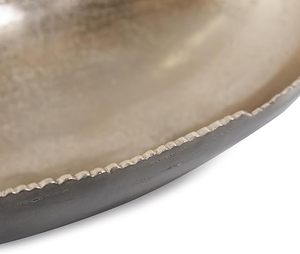 Bol décoratif ovale en aluminium coulé, centre de table en aluminium coulé avec extérieur bronze et doré texturé - Product Image 3