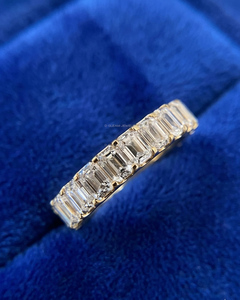 14K Gold Emerald Cut Lab Diamond Band Eternity Wedding Ring Stackable Engagement Minimalist Luxury <b>Bridal</b> Jewelry Anniversary - Product Image 2