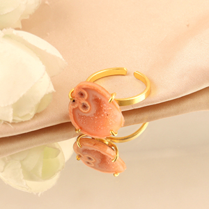 Anillos Ajustables de Ágata Druzy Color Durazno Natural, Chapados en Oro de 18k, Estilo Punk, Joyería de Moda para Mujer, Regalo de Boda, Cumpleaños - Product Image 6