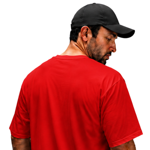 Men’s 100% Cotton Bright <b>Red</b> Oversized T-Shirt Heavyweight Breathable Crew Neck Short Sleeve Casual Gym Streetwear Training Tee - Product Image 3
