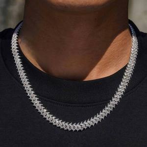 Luxury <b>Iced</b> <b>Out</b> Herringbone <b>Chain</b> Necklace VVS Moissanite Diamond Hip Hop Statement Jewelry for Men Unisex Premium Accessory - Product Image 1