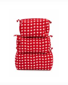 Block Printed Quilted Eco-Friendly Durable Cotton <b>Cosmetic</b> Bags with Geometric Pattern Handmade Travel <b>Organizer</b> Pouch Set - Product Image 1