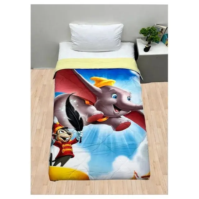 Kids Dumbo 100% Cotton Three-piece Set Embroidered Nap Cartoon Bed Sheet Quilt Cover Cotton Bedding Kit Pillowcase Comforters