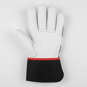 Gants de travail en cuir grainé de vachette avec logo personnalisé, dos perforé, doublure en tissu de coton, certifiés CE, manchette de sécurité, résistants à la chaleur et anti-vibrations - Product Image 2