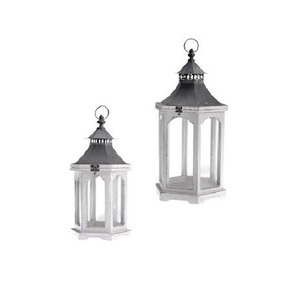 Farol de Madera Rústico Hecho a Mano con Paneles de Vidrio, Asa de Cuerda, Portavelas, Centro de Mesa para Jardín - Product Image 4