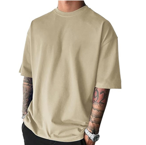 เสื้อยืดทรงบ็อกซี่ผู้ชายแบบเรียบง่าย ผ้าฝ้ายออร์แกนิค 100% เสื้อสเวตเชิ้ตเฟรนช์เทอร์รี่ 300 GSM หนักพิเศษ ทรงโอเวอร์ไซส์ เสื้อยืด 100% - Product Image 1