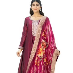 Colección al por mayor de seda india y pakistaní Kurti Bottom Dupatta para ropa de fiesta Catálogo completo disponible a precios competitivos - Product Image 1