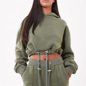 ladies crop hoodies fleece winter casual wear women cropped hoodies soft cotton streetwear style ladies crop hoodies - Product Image 2