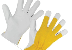 Leather Grain Safety <b>Gloves</b> Breathable Flexible Yellow White <b>Knit</b> Wrist Anti-Slip Fingertips General Purpose Work <b>Gloves</b> - Product Image 4