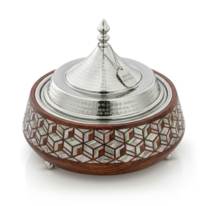 Olla de Acero Inoxidable de Lujo Moderna con Incrustaciones de Madreperla, Aislada, Antiadherente, con Tapa de Acero Inoxidable, Ideal para Ramadán - Product Image 1