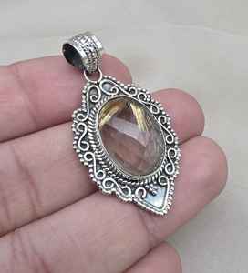 Pendentif en quartz rutile, argent sterling 925, bijoux faits à la main, collier en pierre précieuse naturelle unique pour femmes et hommes, cadeau - Product Image 5