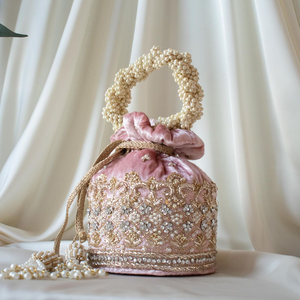 Sac Potli en coton artisanal, broderie ethnique en soie, perles, accessoires de mariage indiens traditionnels, luxe - Product Image 4