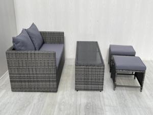 Juego de Muebles de Mimbre para Exteriores de 4 Piezas, Modelo 4P00078, con Mesa de Vidrio Templado y Estructura de Acero, para Hospital o Sala de Estar - Product Image 4
