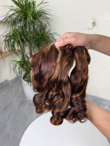 Extensiones de Cabello Humano Virgen Vietnamita Rizado Marrón Cobre con Cierre, Doble Trama, Remy, Doble Tejido a Máquina - Product Image 1