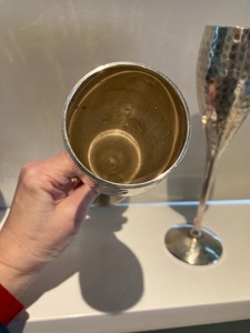 Handmade Gold Rimmed Metal <b>Goblets</b> Set Of 2 Wedding Occasion Vintage Brass Champagne Flutes - Product Image 6