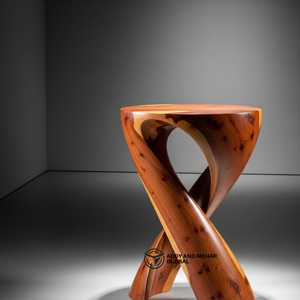 Luxury Spiral Twist Solid Wood Side <b>Table</b> | Modern Handcrafted Cedar Ottoman & End <b>Table</b> for Designer Home Hotel Lounge Decor - Product Image 6