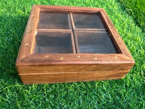 Handcrafted Wooden <b>Spice</b> <b>Box</b> Organizer for Indian Masalas Herbs Salt Sugar and Everyday Kitchen Essentials - Product Image 3