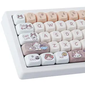 PBT Cute Dye-Sublimation Kitty-cat Keycaps Custom For Mechanical Keyboards