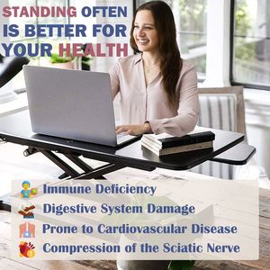 Convertitore da Scrivania Portatile da 32 Pollici con Altezza Regolabile, Postazione di Lavoro per Laptop a Doppio Monitor, Vassoio Tastiera Largo Nero, Supporto per Scrivania Sit-Stand - Product Image 4