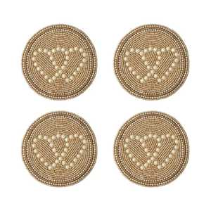 Ensemble de sous-verres hexagonaux abeille bourdon en perles, faits à la main, perles de verre, or et noir, motif nid d'abeille, accents décoratifs pour table à manger - Product Image 4