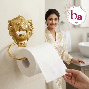 Portarrollos de Papel Higiénico de Hierro Fundido con Cabeza de León Dorada, Moderno, Impermeable, para Montar en la Pared, Accesorio Glamuroso para Baño - Product Image 3