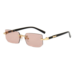 Women's Rimless Metal <b>Square</b> UV400 <b>Sunglasses</b> Trendy Fashion Designer Eyewear - Product Image 5