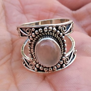 Rose <b>Quartz</b> Oval <b>Ring</b> 925 Sterling Silver Handmade Promise Jewelry for Women gift her bezel setting <b>Ring</b> January birthstone - Product Image 4