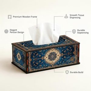Decorative Wooden Tissue Box Cover Persian Pattern Tissue Holder Desktop Napkin <b>Case</b> for Living Room Hotel Aqudus Saleem Model - Product Image 3