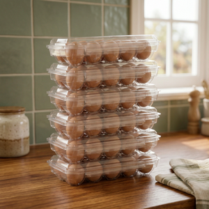 Contenedor de Huevos de Plástico Transparente con Tapa, Diseño Rectangular Apilable para Refrigerador, Conservación de Frescura, Almacenamiento de Alimentos - Product Image 3