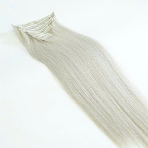 Extensiones de cabello con clip, combinación de color plateado, disponibles al por mayor, piezas de alta calidad, extensiones de cabello humano vietnamita 100%. - Product Image 4