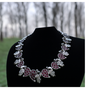Silver Antique Peacock Style Fashion Necklace Set - Product Image 3