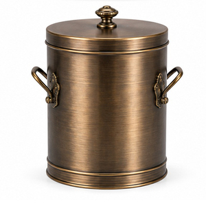 ถังขยะโลหะทรงกระบอกแบบคลาสสิกพร้อมฝาปิดและหูจับสำหรับใช้ในบ้าน - Product Image 1