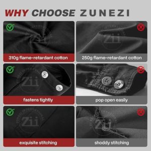 เสื้อแจ็คเก็ตป้องกันไอระเหยและกันความร้อนสำหรับผู้ชาย ZUNEZI ZI-9134 สีดำ ระดับ A พร้อมชุดหน้ากากป้องกัน  ตะเข็บเชื่อม  แขนเสื้อผ้าฝ้าย  ทรงปกติ - Product Image 5