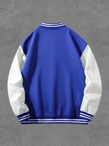 Veste universitaire unisexe élégante, vêtement d'extérieur décontracté pour tous les jours, avec un design inspiré des Letterman, poignets côtelés et fermeture facile à boutons-pression. - Product Image 2