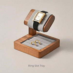 Premium Wooden Watch And Jewelry Organizer Stand With Tray For Watches <b>Bracelets</b> Rings And Accessories Display From India - Product Image 5