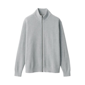Suéter Negro de Punto Acanalado con Cierre para Mujer, Manga Larga, Cuello Alto, Diseño Minimalista, Poliéster y Algodón, para Otoño - Product Image 2