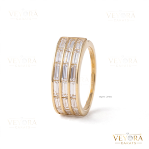 Bague en argent sterling massif de qualité supérieure avec triple rangée de moissanite taille baguette, détail de bijouterie pour une touche d'élégance et de luxe pour bague Oura - Product Image 5