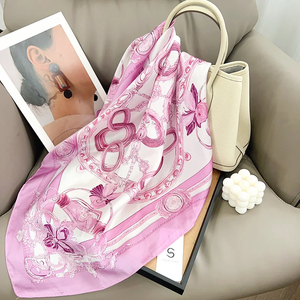 ผ้าพันคอไหมพิมพ์ลายสำหรับผู้หญิงรุ่นใหม่ปี 2026 ผ้าคลุมไหล่ ผ้าพันคอฮิญาบ ผ้าเช็ดหน้า ผ้าโพกหัว ผ้าพันคอแบบแบนดานา - Product Image 1