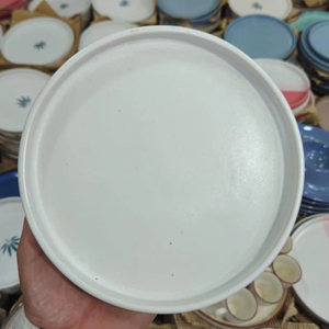 Minimalist White Ceramic Dinner Plate with Leaf Print Modern Stoneware Serving Plate Eco-Friendly Tableware - Product Image 2