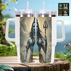 Stainless Steel Tumbler 40oz Insulated Travel <b>Mug</b> With Handle For Adults - Product Image 2