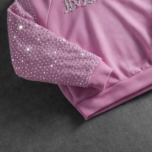 Sweat-shirts à capuche surdimensionnés de luxe pour hommes avec motifs graphiques et strass, en coton épais, style streetwear, broderie, fabricant de vêtements OEM sous marque privée - Product Image 6