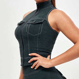 Gilet de sport léger à séchage rapide pour femme, fermeture éclair avant, haute élasticité, pour fitness et yoga - Product Image 3
