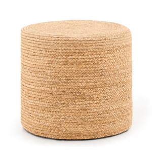 Poggiapiedi Artigianale in Giacinto d'Acqua Naturale Intrecciato, Comodo Pouf per Arredamento e Seduta - Product Image 1
