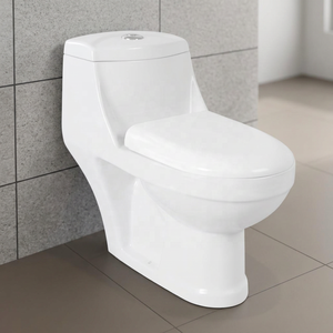 WC monobloc moderne en céramique à chasse d'eau par siphon, double chasse, avec siphon en P et en S, pour salle de bain d'hôtel de luxe - Product Image 6