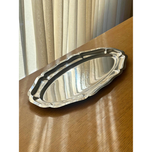 Assiette de service ovale en acier inoxydable, grande taille, faite à la main, pour table, vaisselle et accessoires de cuisine - Product Image 5