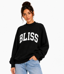 Women's Oversized <b>Mock</b> <b>Neck</b> Sweatshirt Custom Front Logo Casual Pullover Soft Cotton Cozy Streetwear Essential <b>Top</b> - Product Image 1