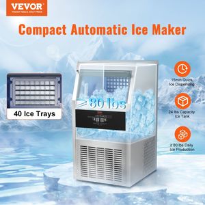 Commercial Kitchen Steel Fabrication Heavy Duty 110-120LBS/24H <b>Automatic</b> Operation Ice Maker 33LBS <b>Bin</b> Full Stainless Steel - Product Image 2